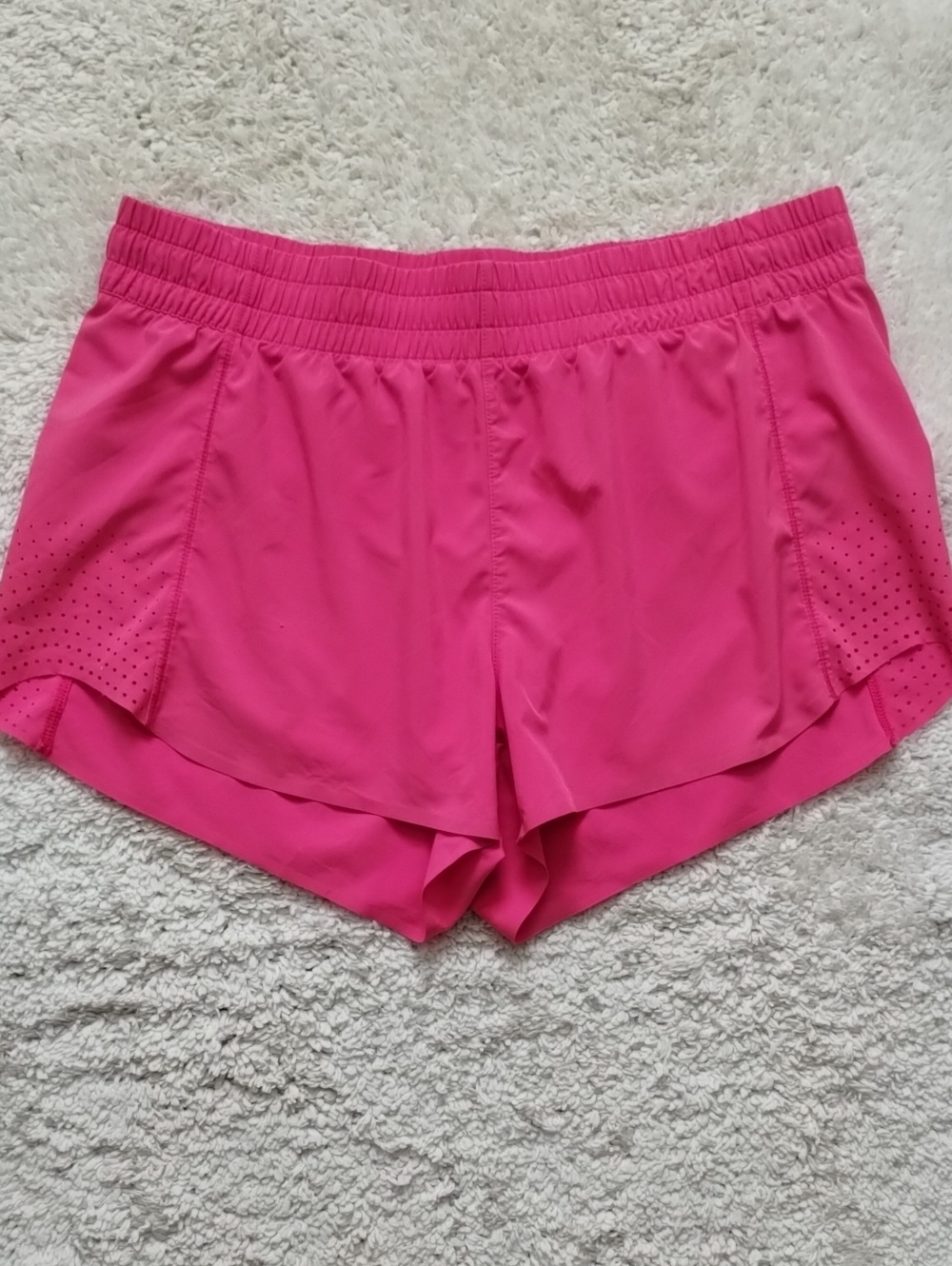 Athleta Coral Pink Athletic Shorts with Perforated Side Panels